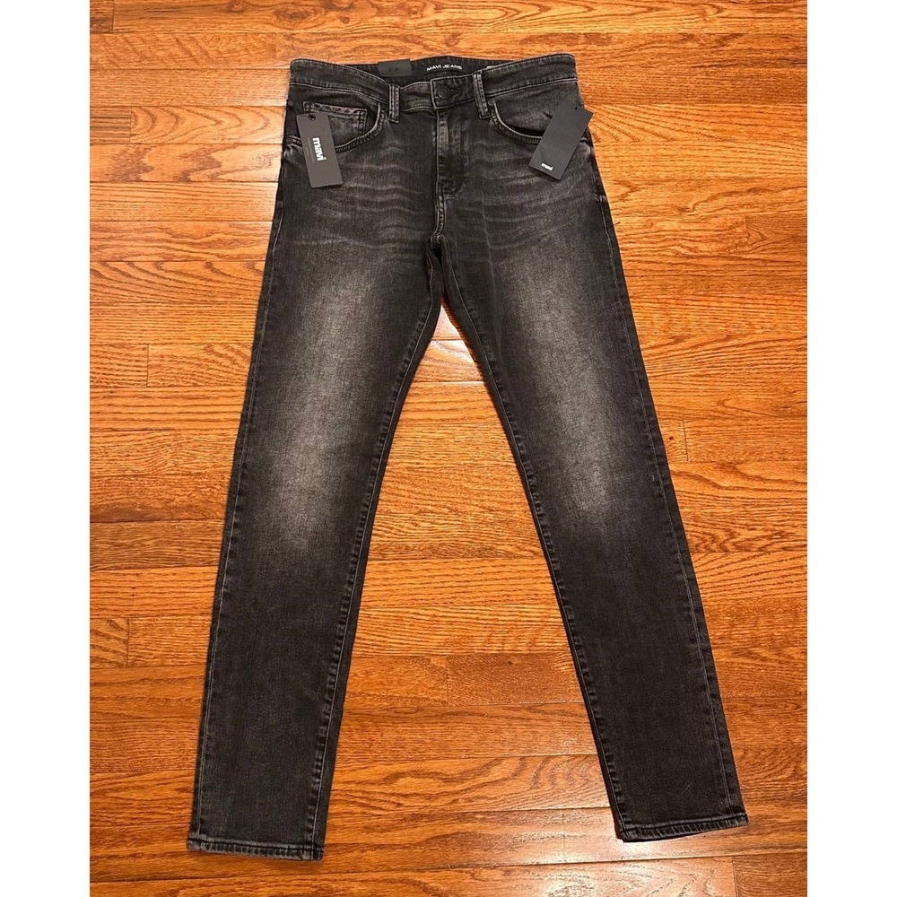 New Mavi James Skinny Jeans Mens 31x32 Dark Gray Washed Denim Fade Stretch